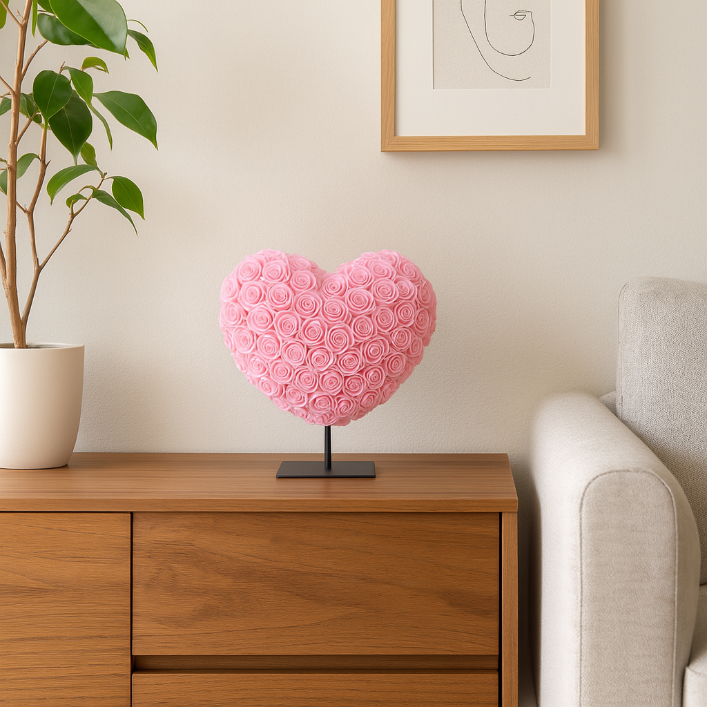 Hart DELUXE op standaard 25cm | lichtroze | in luxe cadeauverpakking 25 cm
