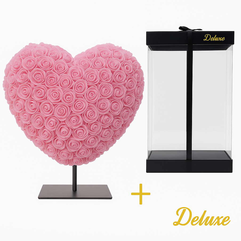 Hart DELUXE op standaard 25cm | lichtroze | in luxe cadeauverpakking 25 cm