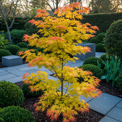 Green boutiQ - Terrasplant - Japanse Esdoorn - Acer palmatum Orange Dream - Oranje - 1 Plant - Bladverliezend - Pot 19cm Hoogte 70cm