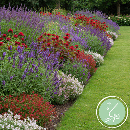 Green boutiQ - Borderpakket - Geurend - 24 Vaste planten - 3 m2 - Diversen kleuren - Weinig Onderhoud - Pot 11cm